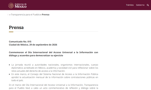 Comunicado No. 015
